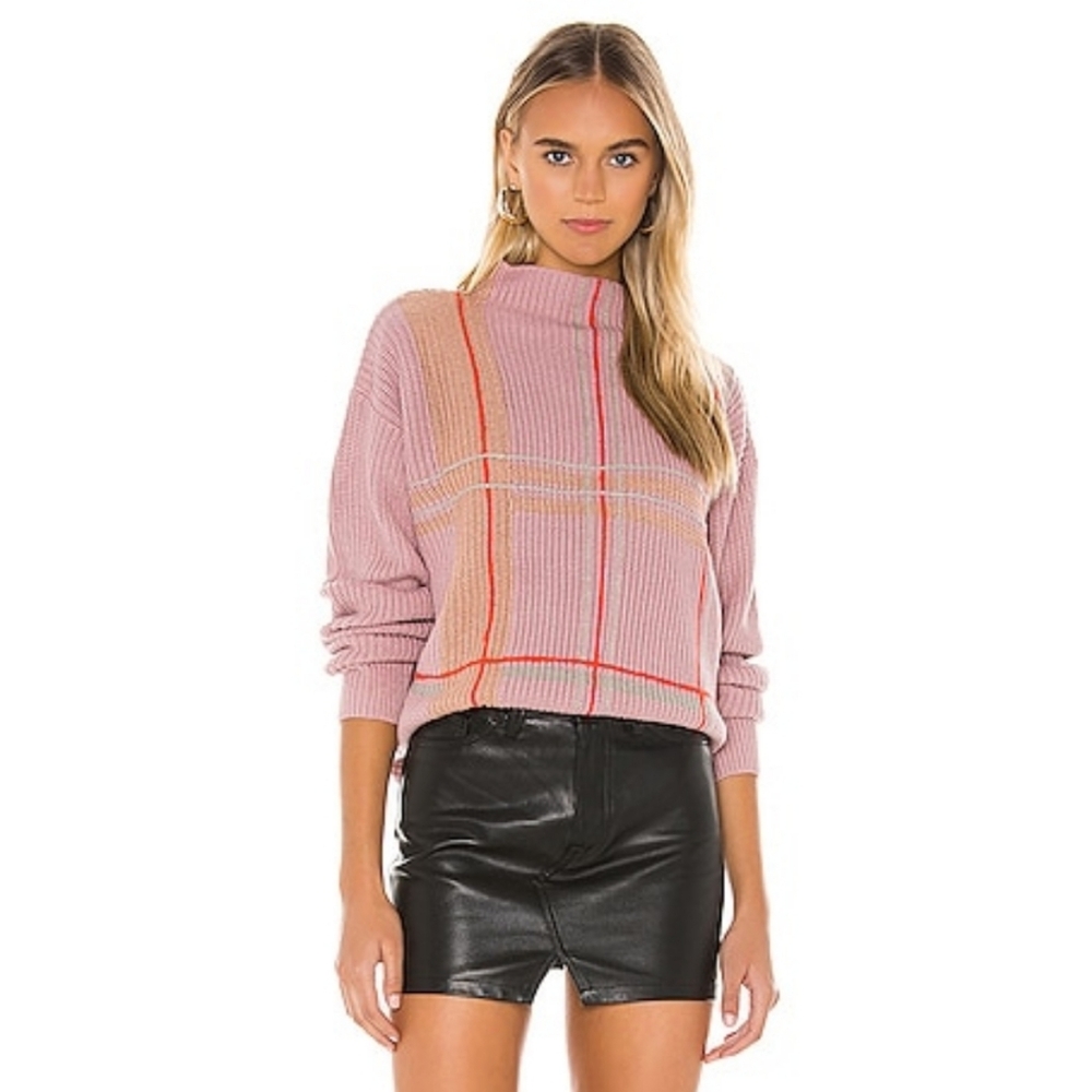 Line and Dot Violet Checkered Sweater in Lilac $68 $97‎
